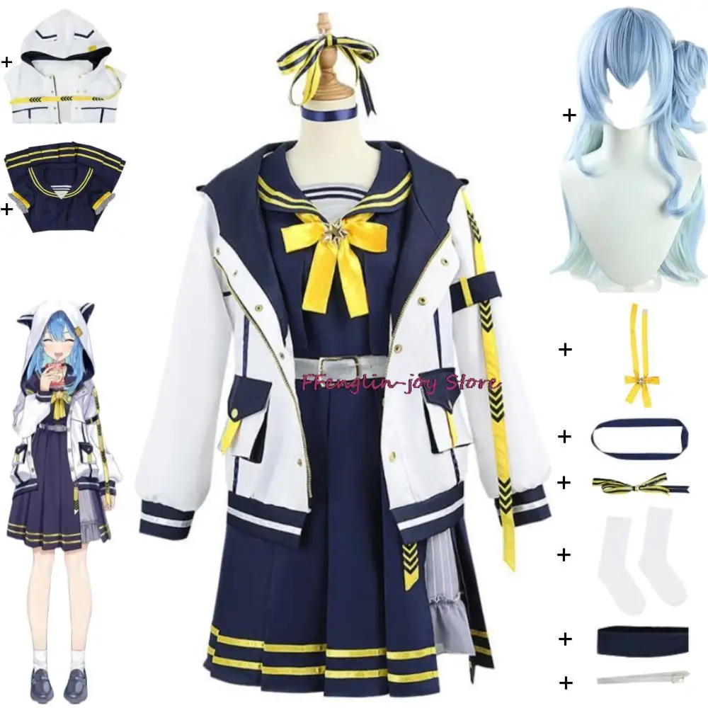 Hololive Hosimati Suisei Suisui Suicopath Cosplay Costume Wig YouTuber VTuber Anime Jacket Halloween Cute JK Sailor Cos Uniform