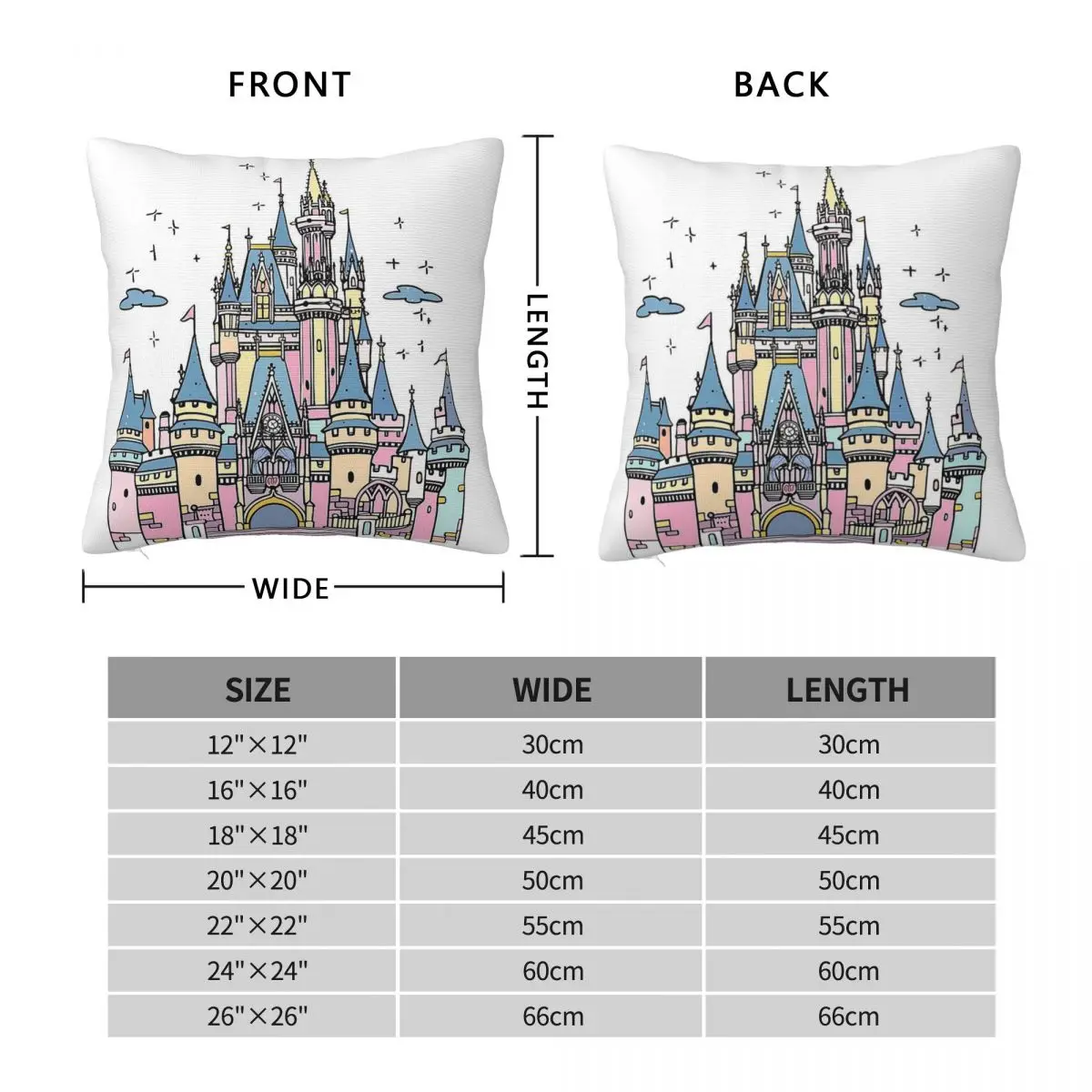 Fairytale Castle Square Pillowcase Polyester Linen Velvet Printed Zip Decorative Sofa Cushion Case Wholesale