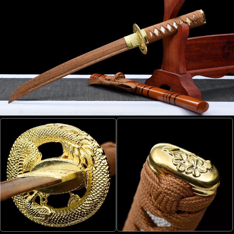 Espada Tanto hecha a mano hoja de palisandro dragón Tsuba espadas chinas cortas artículo Catana Espada