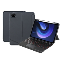 T0N7-AS for Xiaomi Pad 6 / Pad 6 Pro PU Leather Tablet Case  with Pencil Holder + Touchpad Detachable Backlit Bluetooth-compatib