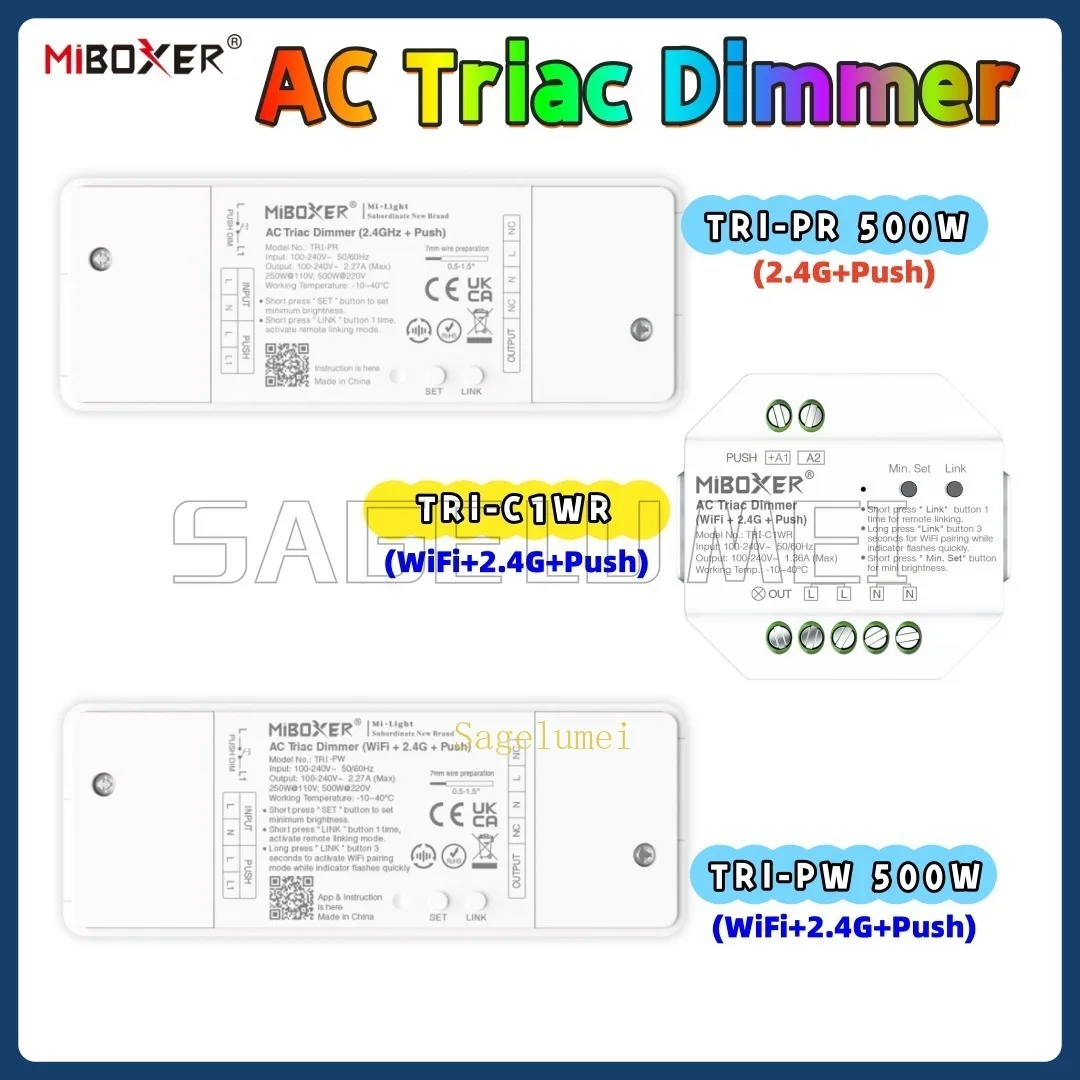جديد 500 واط التيار المتناوب ترياك باهتة واي فاي 2.4 جرام دفع دفع التبديل TRI-PR TRI-PW TRI-C1WR 110 فولت 220 فولت RF اللاسلكية يعتم دفع يعتم مصابيح LED #6