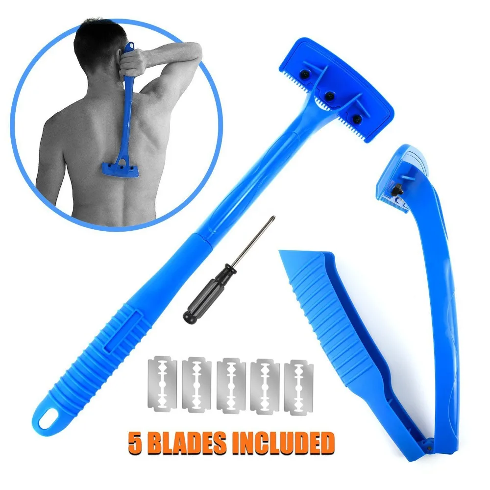 

Long Handle Folding Shaver for Men Body Back Hair Trimmer Body Leg Razor Shaver Hair Removal Tool with 5Pcs Replaceable Blades
