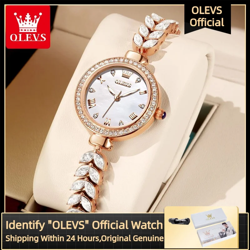 OLEVS 9971นาฬิกาผู้หญิงประณีตและสง่างามเพชรสร้อยข้อมือนางเงือกแบรนด์หรูกันน้ำควอตซ์นาฬิกาผู้หญิง reloj mujer