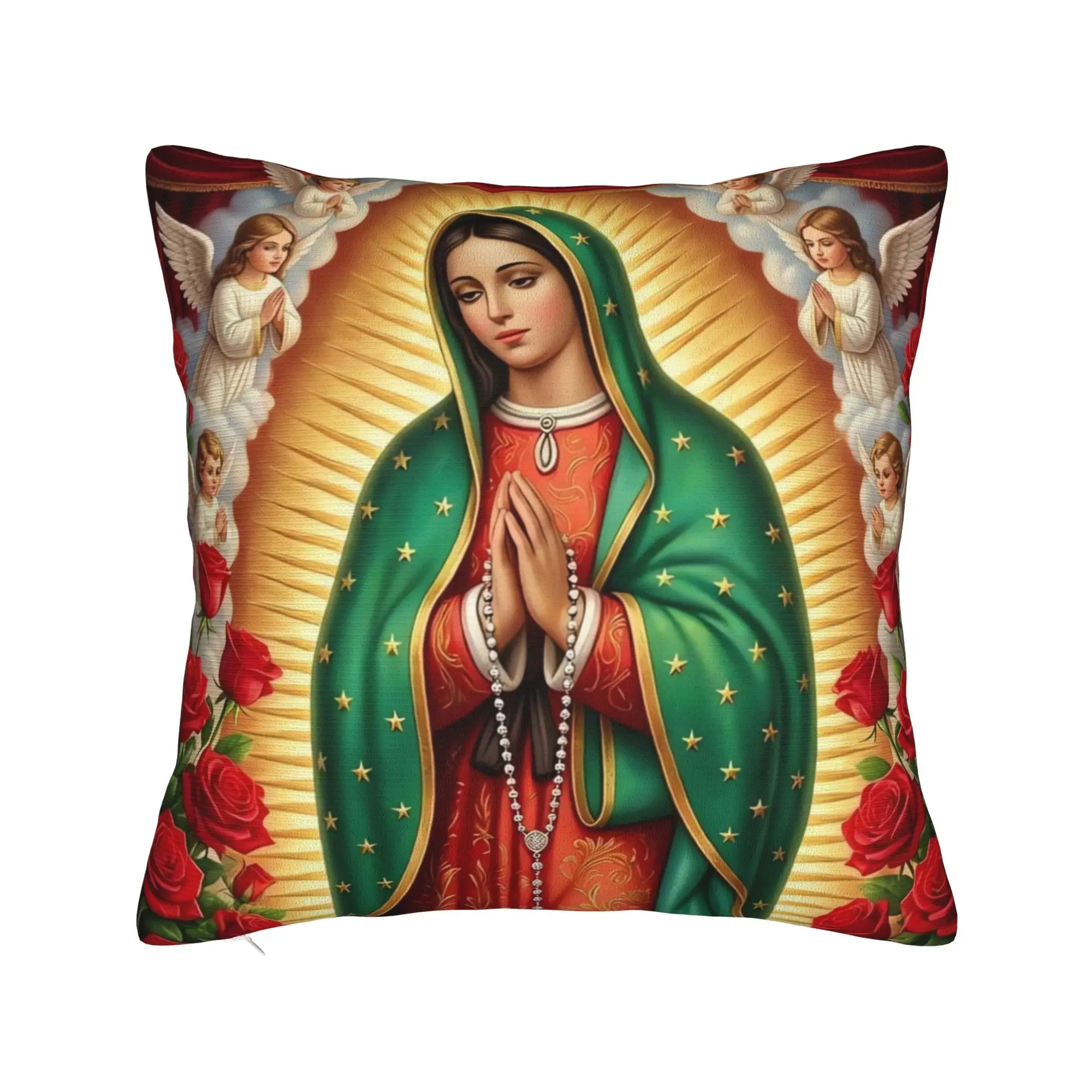 Virgin Mary Cherubs Rose Pillow Case  Morden Pillow Cover Soft Pillowcases For Sofa Bedroom Home Decor