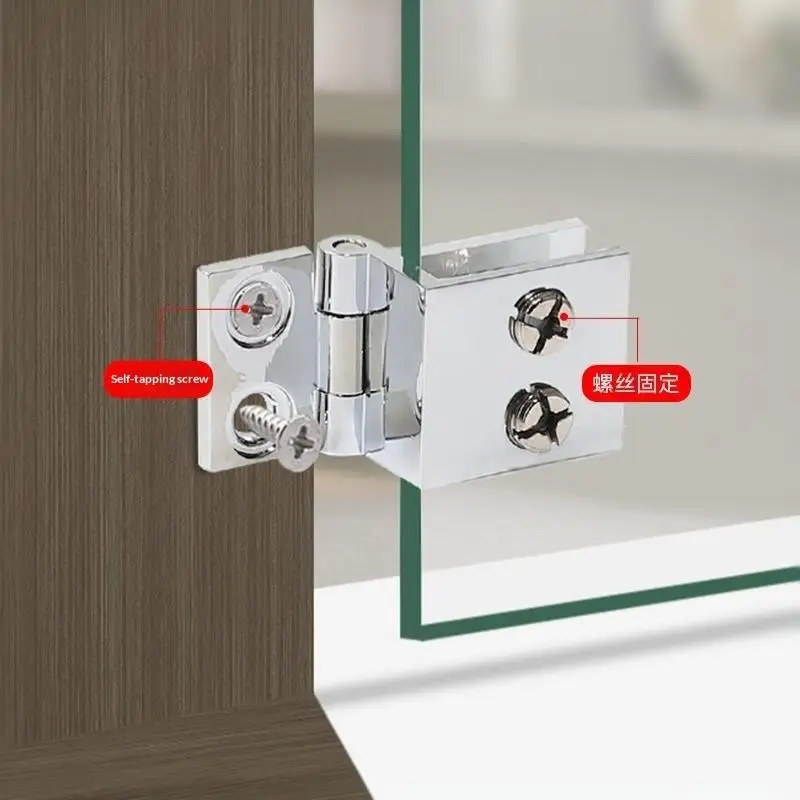 Glass Door Hinge Zinc Alloy Drill Free Heavy Duty Sturdy Structure for Balcony Glass Door Cabinet