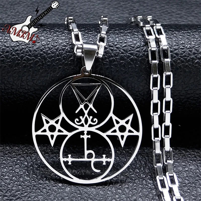 Demon Side of Lucifer Lilith Necklace Stainless Steel Satanic Amulet Talisman Necklace Jewelry chaine homme N2021S06