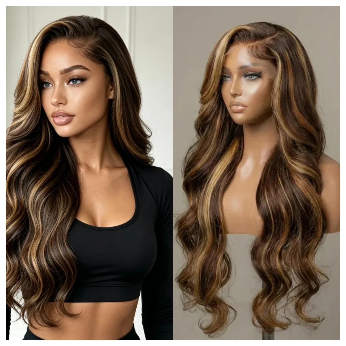 ombre-highlight-brown-body-wave-13x4-hd-lace-front-wig-for-women-synthetic-glueless-pre-plucked-with-baby-hair