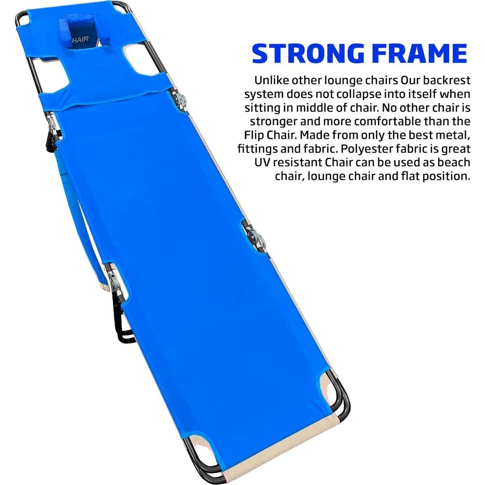 كرسي تسمير الوجه مع فتحات للوجه والذراع - 2 دعم للساق - مسند ظهر قابل للتعديل - صالة الشاطئ بخطوط زرقاء #5