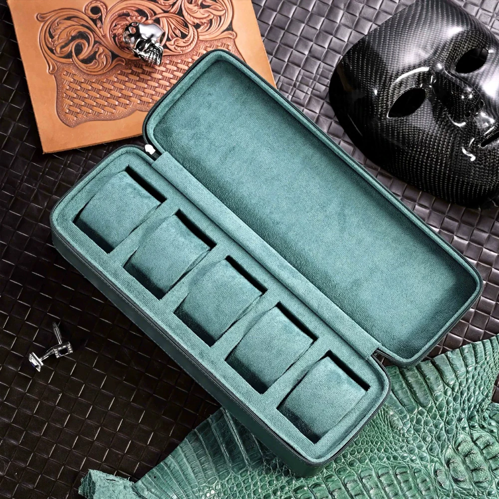 5/4/3/1 Slots Portable PU Leather Watch Storage Box Zipper Watch Jewelry Ring Display Case Travel Collection Gift Organizer