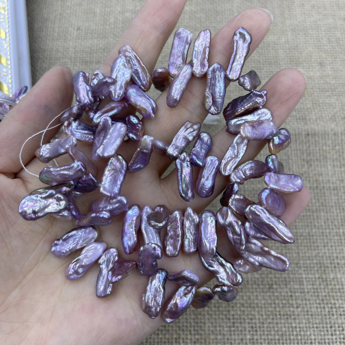 

Natural Freshwater Pearl 8x20mm 6A Exquisite Cross Hole Baroque Purple for Jewelry Making DIY Necklace Braclet Earring Accessory