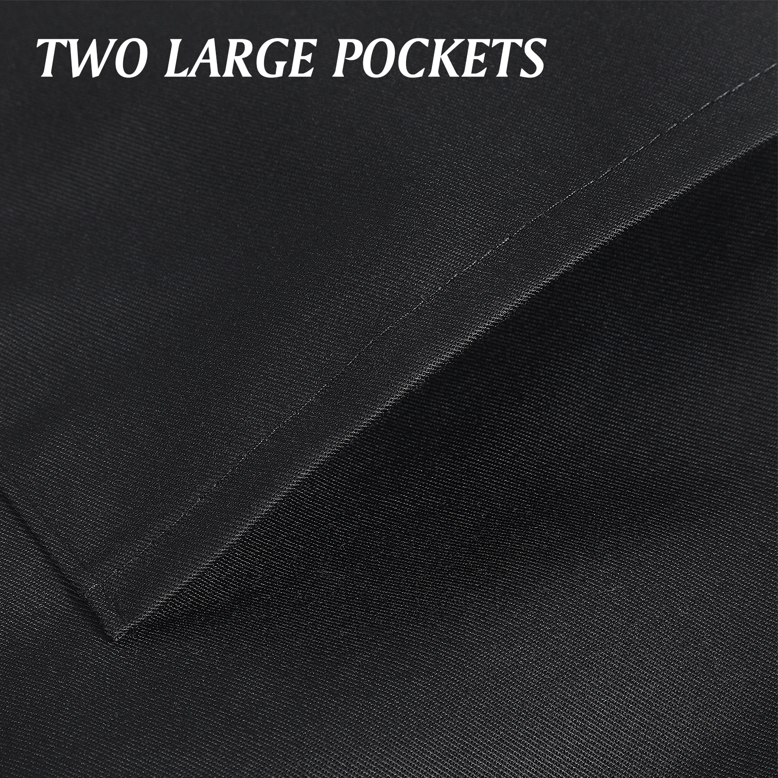 

Black Kitchen Apron 70x50cm Unisex Work Waitress Chef Short Polyester Pockets Storing Keys Cellphone Protect Clothes
