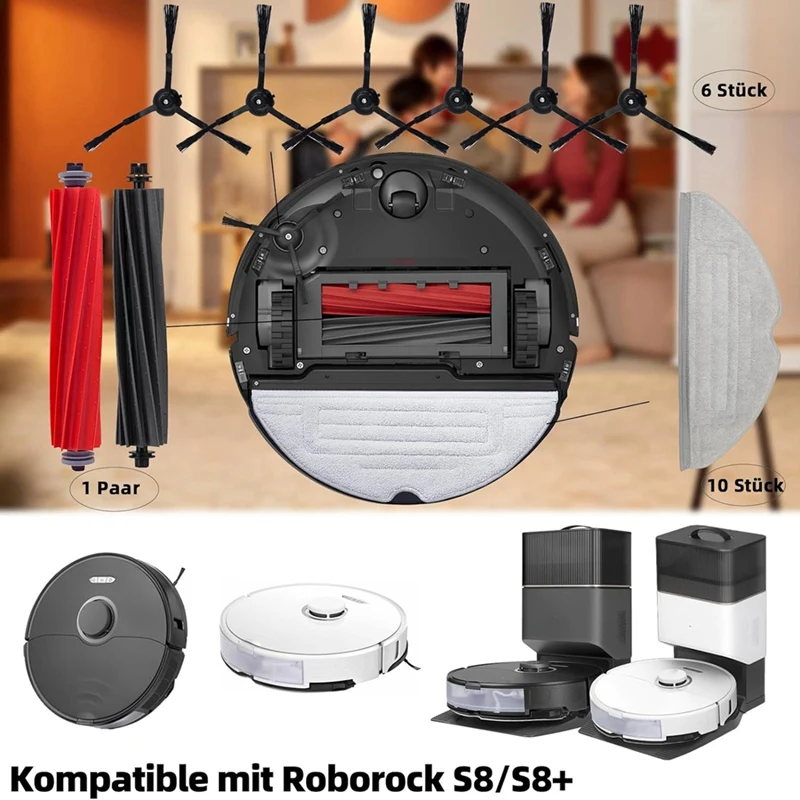 قطع غيار لـ Roborock ، فرش جانبية رئيسية ، قماش ممسحة ، فلاتر HEPA ، قطع غيار لـ S8 Pro Ultra S8 +