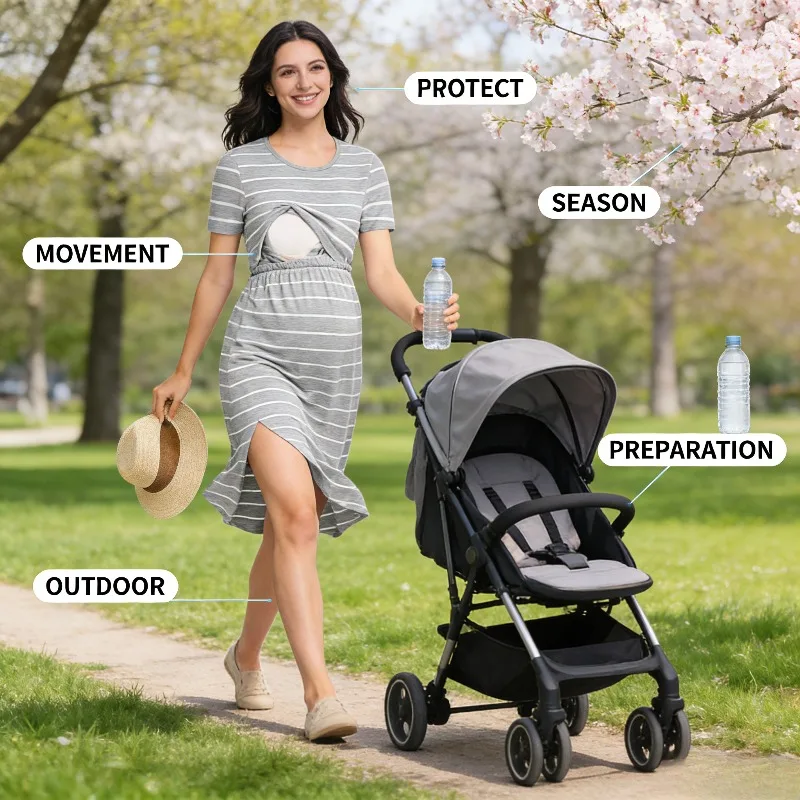 

Полосатое многофункциональное платье для беременных и кормящих мам, удобная одежда для кормления грудью