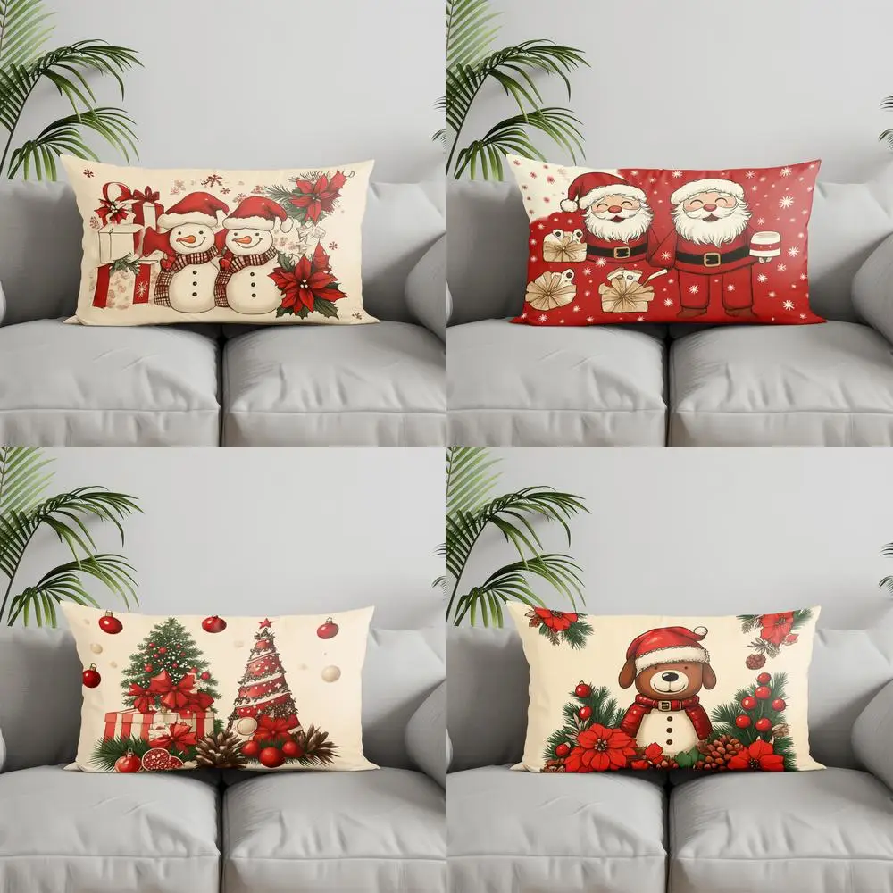 ديكور المنزل رجل الثلج والهدايا وسادة عيد الميلاد مناسبة للأريكة غرفة نوم غطاء وسادة السيارة وسادة الظهر المستطيلة #1