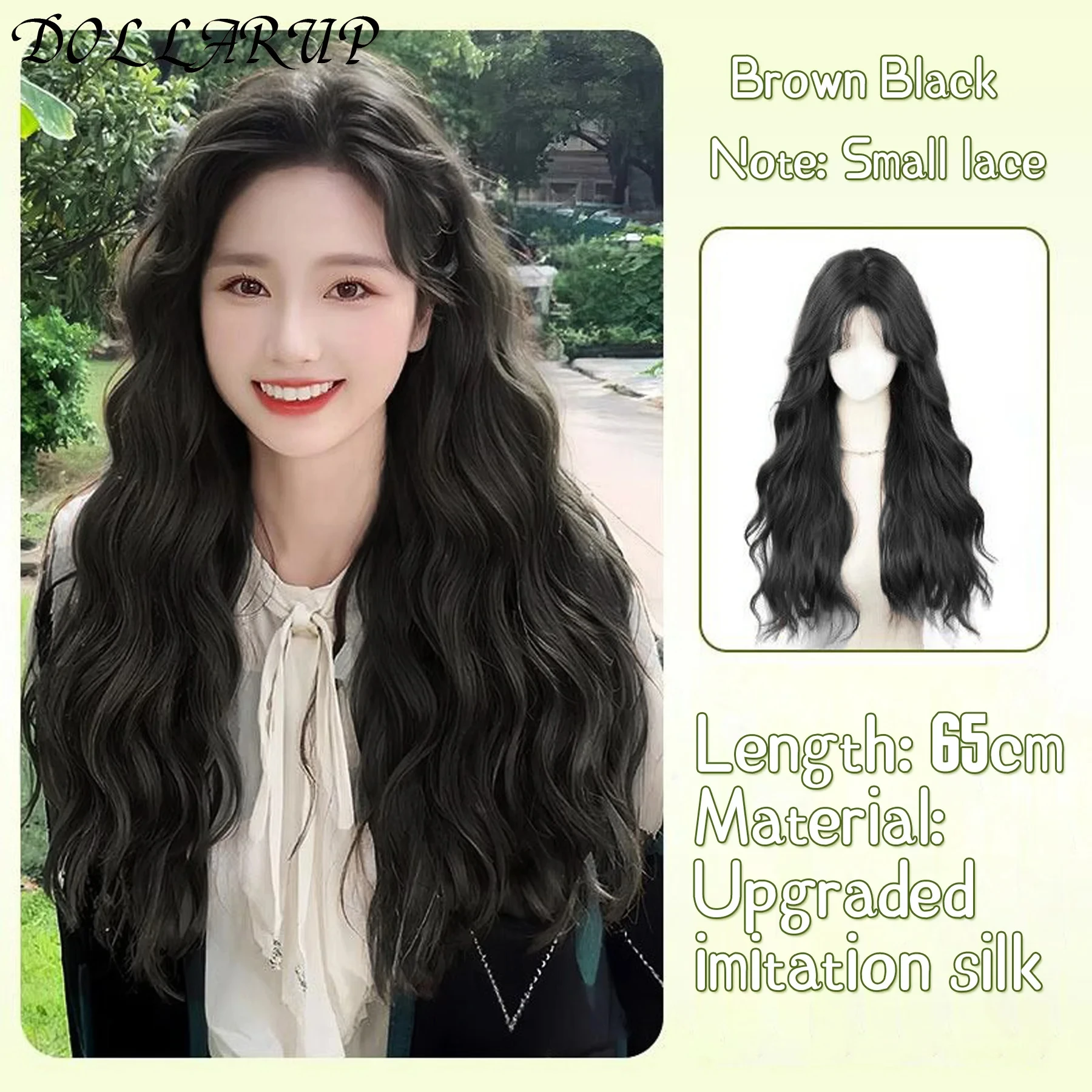 JKL Lace Frontal Wig Brown Synthetic Hair Wig Long Wavy Daily Use Wigs for Black Women Heat Resistant Middle Part Hair Body Wave
