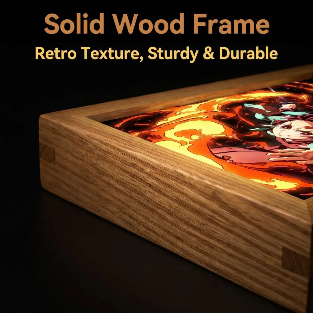 Led Light Painting Photo Frame USB Nightlight Anime Figure Tanjirou Zenitsu Mitsuri for Room Wall Art Home Decor Gifts Moon Lamp view 3