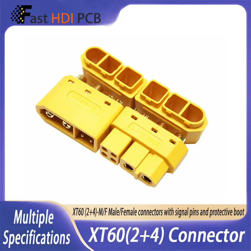 XT60-F/M 6ピン コネクターセット、保護カバー付き、20A高電流+信号ピン、ドローンバッテリーおよびコントローラー用