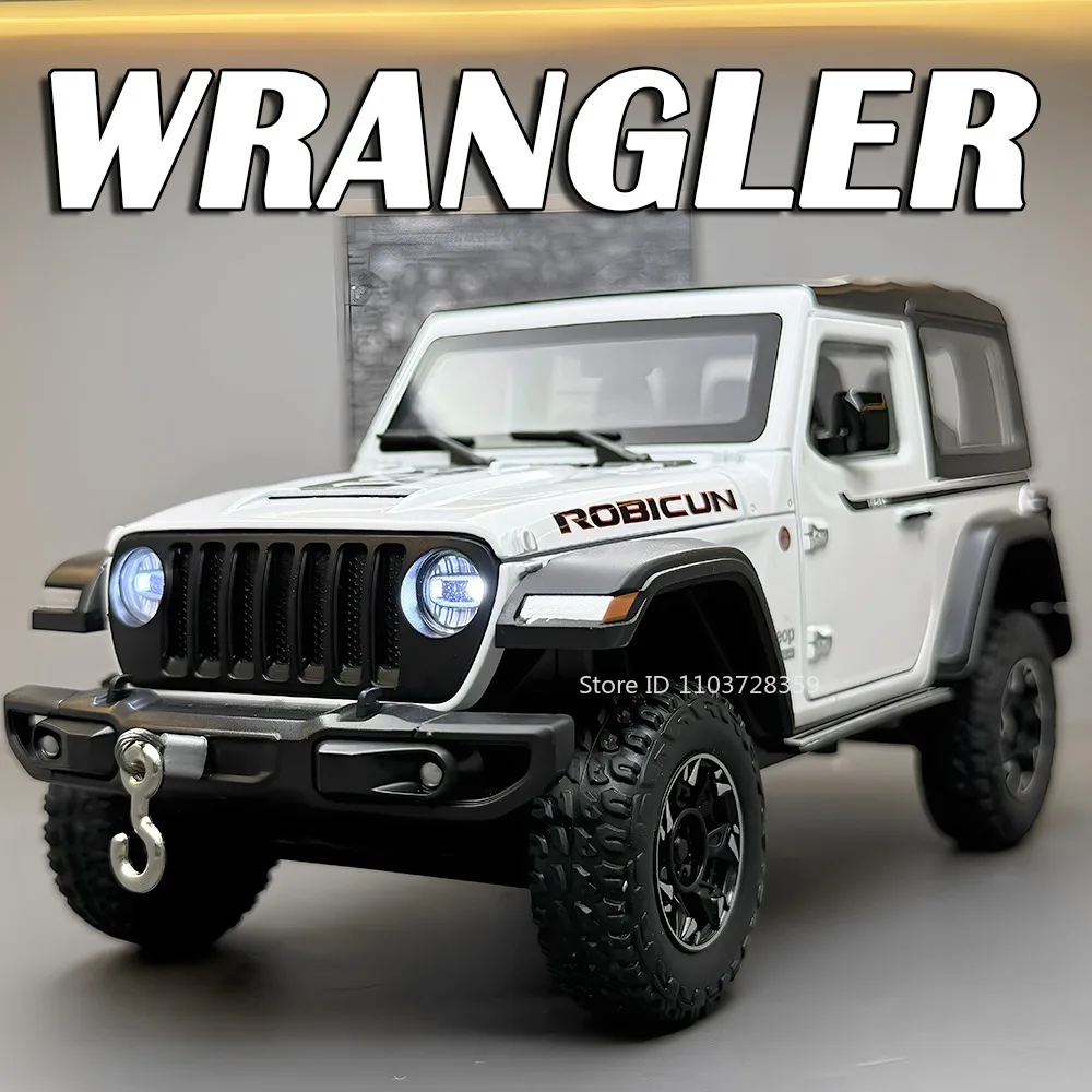 Escala 1:24 wrangler mamute veículo off-road modelo brinquedos liga diecast som luz portas abertas puxar para trás ornamento para crianças presentes