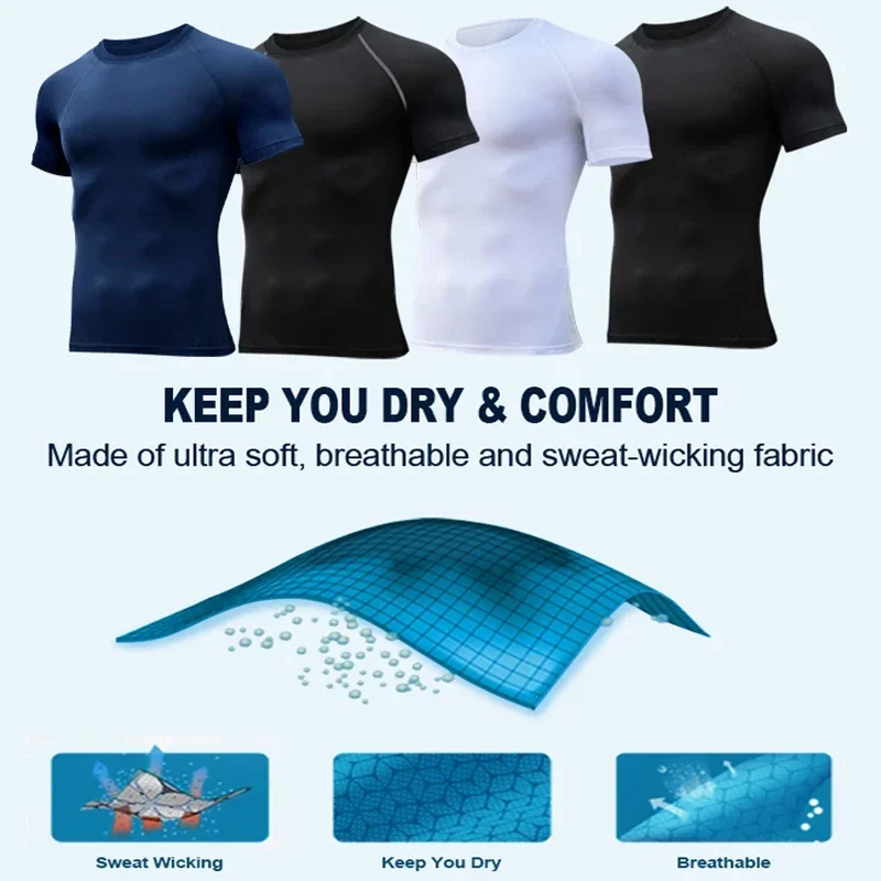 Spider Print Compression Shirts for Men Gym Workout Rash Guard Summer Athletic Undershirts Baselayers Quick Dry Tshirt Tees Tops