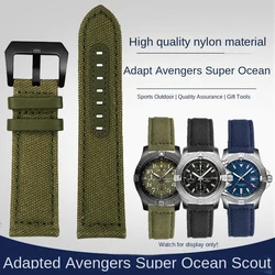 Nylon Canvas Cowhide Bottom watch strap For Breitling super ocean timing Panerai PAM111 PAM441 Watchiband 20mm 22mm 24mm