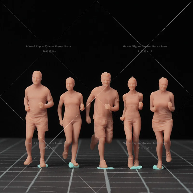 1/64 1/43 Scale Miniature Scene Dolls Un-panited White Figure Mini Female/Male Model Morning Fitness Jogger Exercise Runner‌