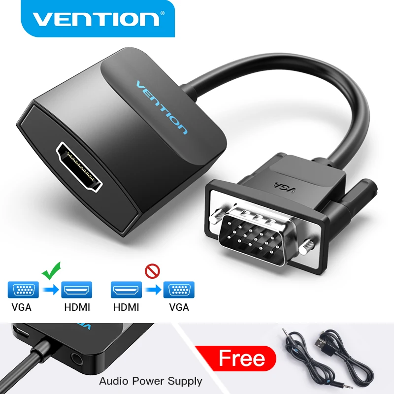 Vention VGA zu HDMI Adapter 1080P VGA Stecker auf HDMI Buchse Konverter Kabel mit Audio USB Power für PS4/3 HDTV VGA HDMI Konverter