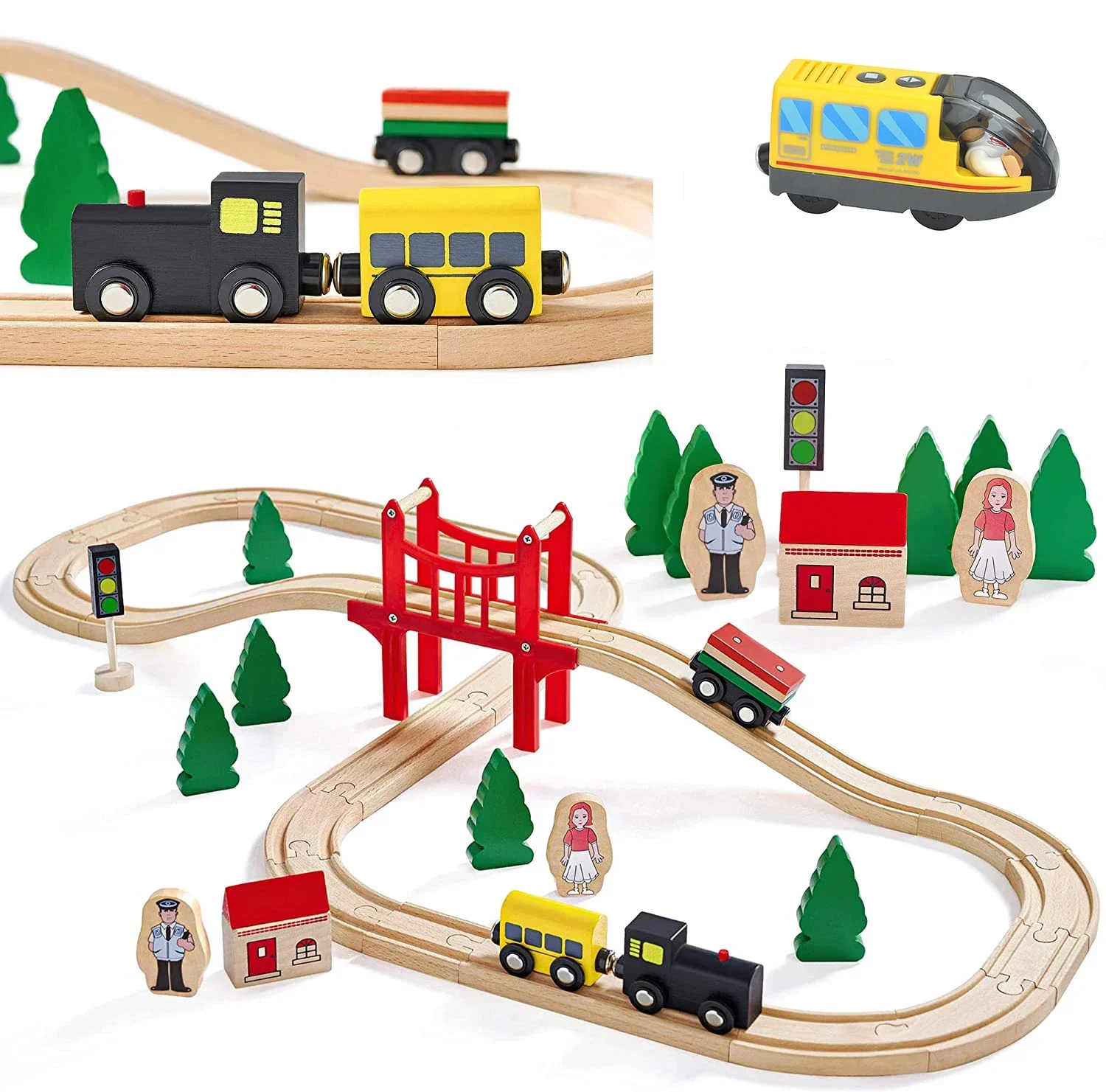 Spoorwegrails voor kinderen Treinspoor Houten treinspeelgoed Magnetische set Elektrische auto Locomotief Diecast Slot Fit All Wood Brand Biro