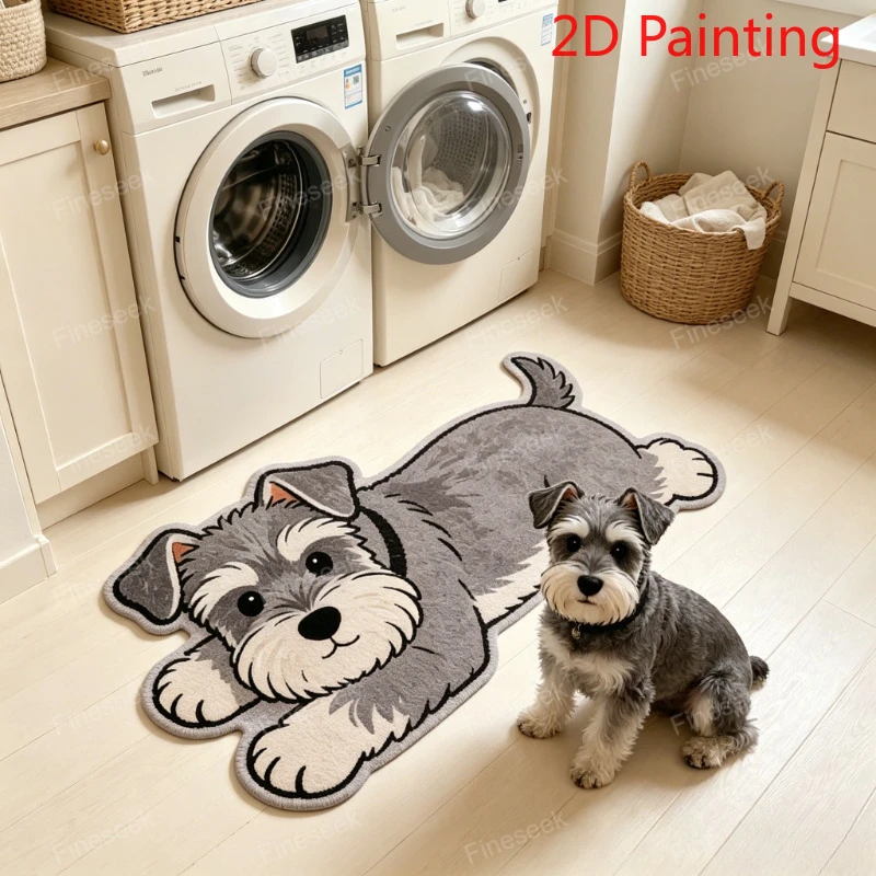 VIKAMA Adorable Cartoon Dog Carpet, Soft And Slip-Resistant Bathroom Entrance Mat, Bedroom Bedside Rug, Home Decoration