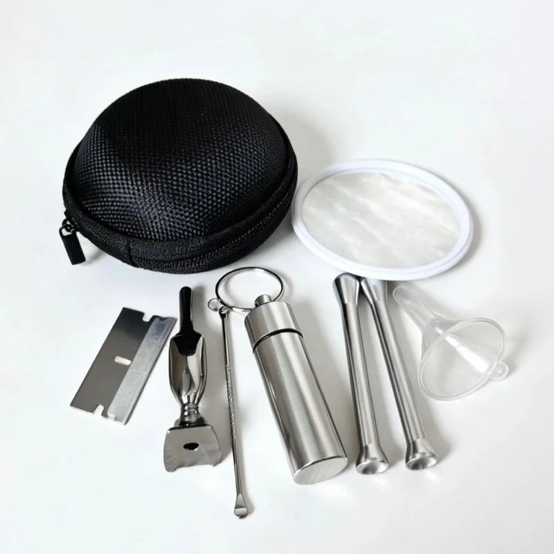 （9pcs）Portable kit para fumar set -Storage Tank，pipa，Spoon with Key Chain，Zipper Bag，Funnel - view 5
