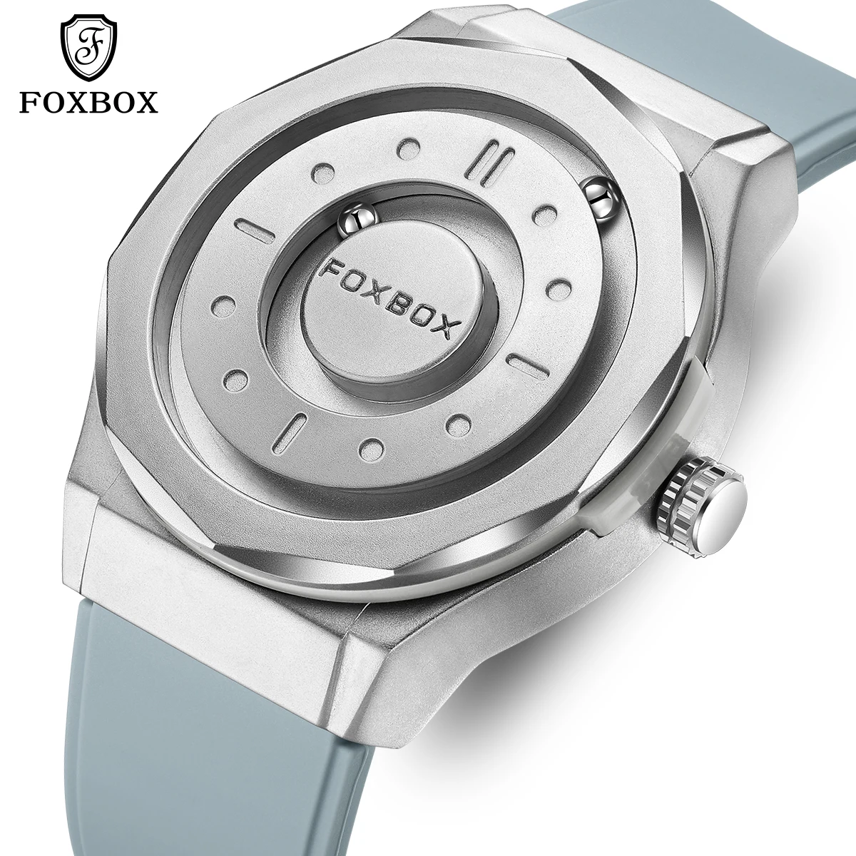 Relojes Foxbox, relojes magnéticos para hombre, relojes de pulsera de acero inoxidable de cuero resistente al agua de cuarzo, relojes deportivos de moda con esfera negra
