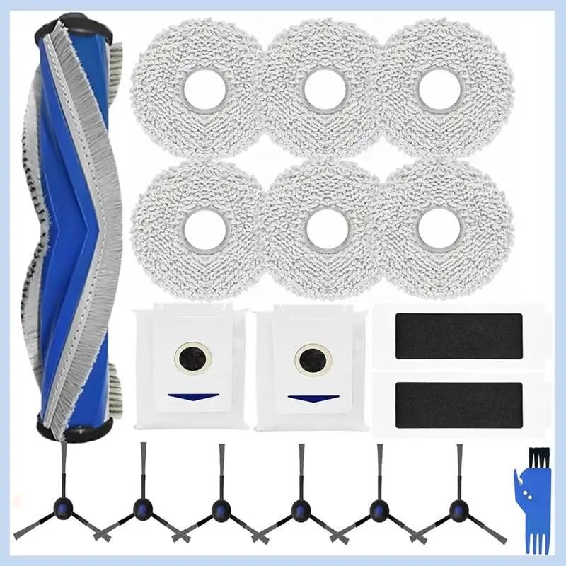 EAS-18PCS ل ECOVACS T30 PRO OMNI DDX14 / YEEDI M12 Pro + فراغ استبدال أجزاء فرشاة جانبية رئيسية فلتر HEPA ممسحة كيس لجميع الغبار