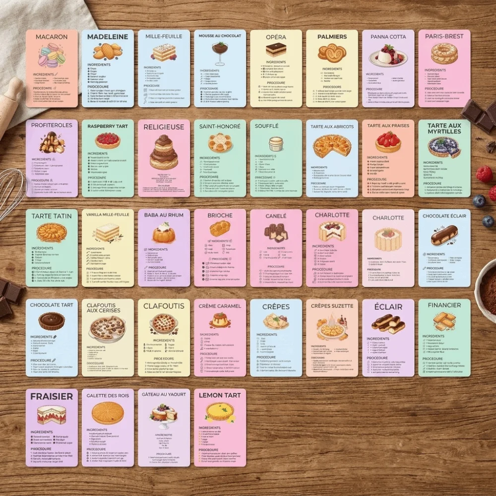Vintage Dessert Baking Recipe Cards Ingredient Lists Step Instructions Baking Dessert Recipe Cards Portable Retro