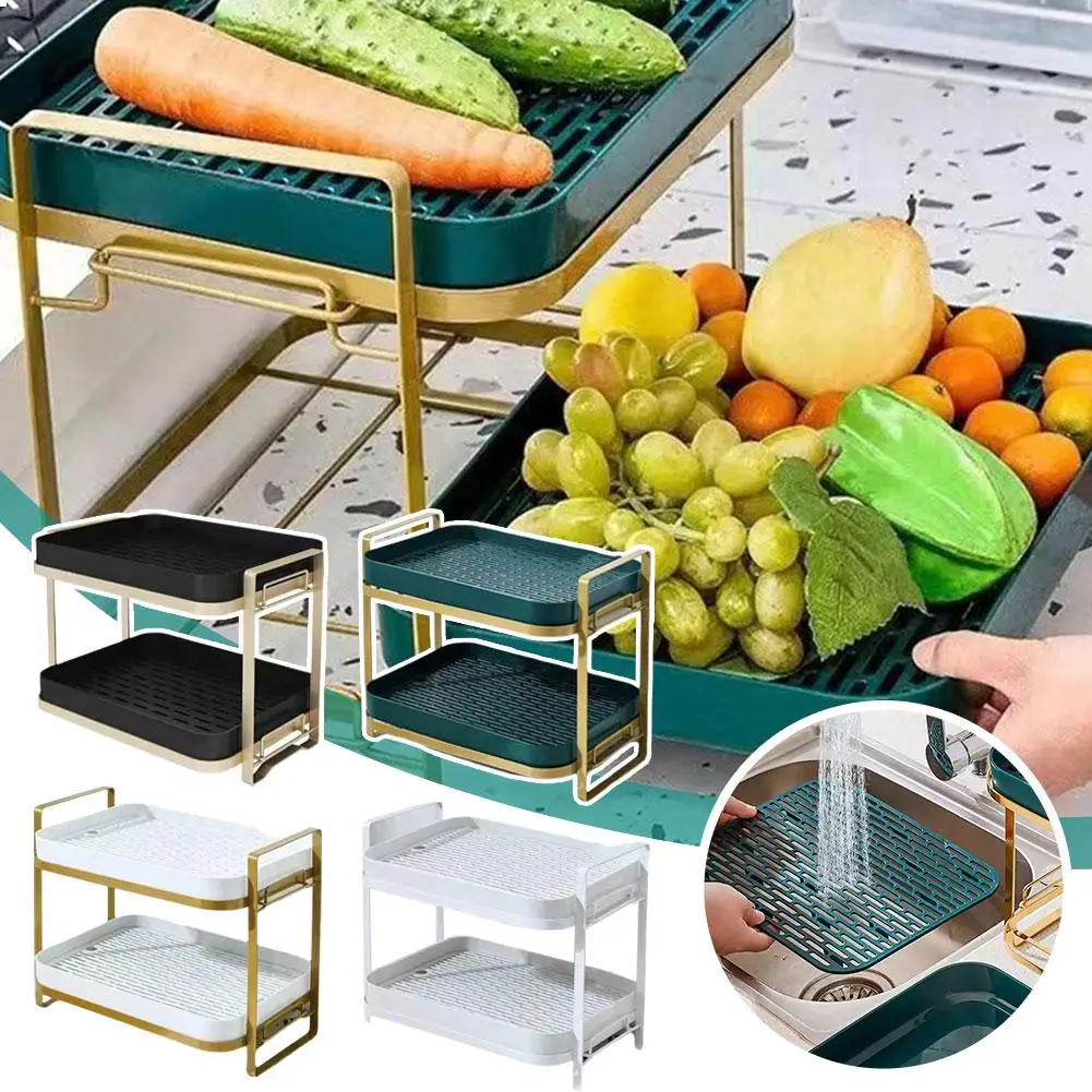 

Drain Rack Cup Plate Filter Water Storage Rack Desktop Spac Material Environmentally Kitchen Multi-layer Tray Save Friendly L1A7