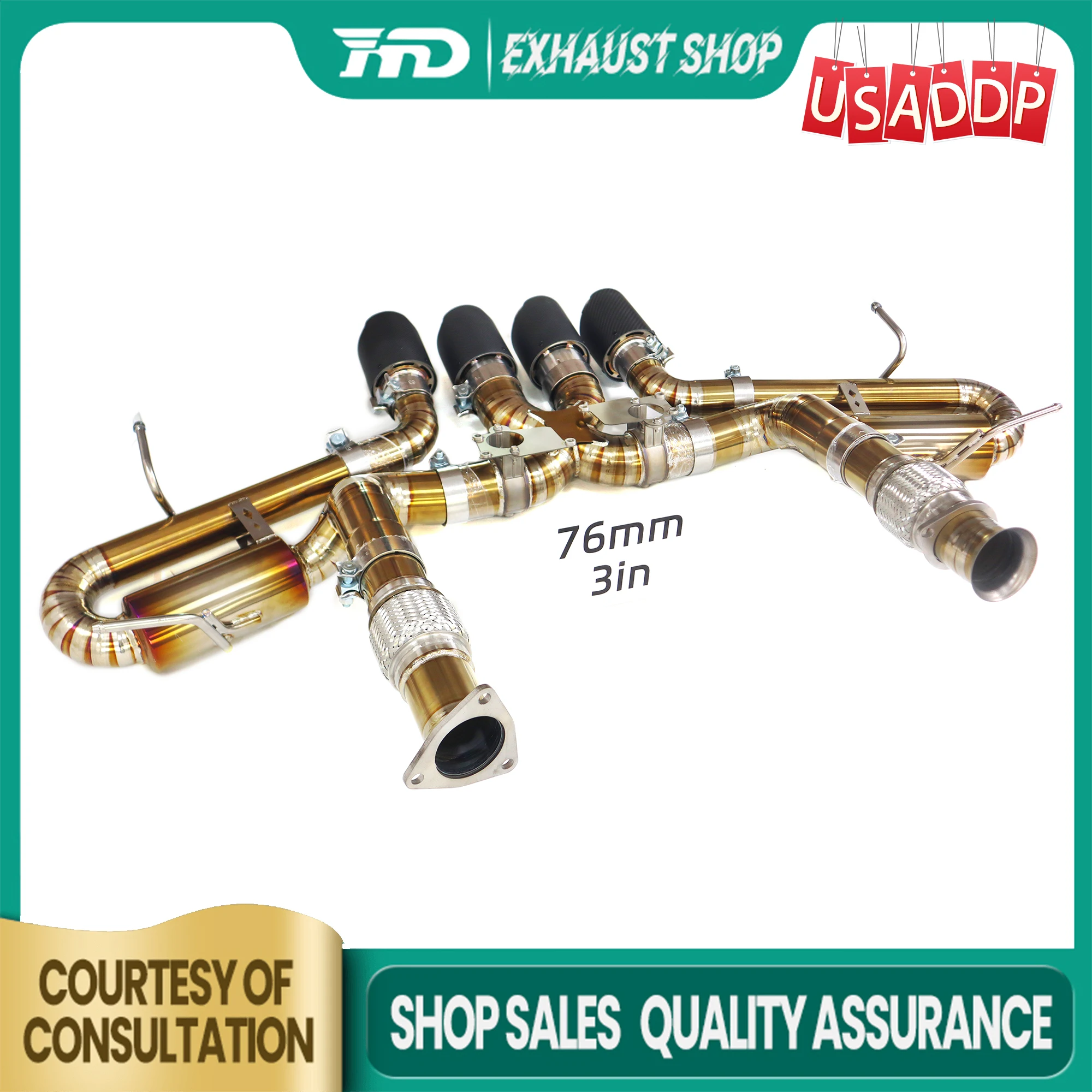 

Ti Catback for Corvette C8 Z06 Exhaust system OEM Valve Tips Handcrafted High precision Muffler