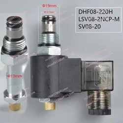 Hydraulic Threaded Cartridge Solenoid Valve 2-Position 2-Way Normally Closed DHF08-220H LSV08-2NCP-M DC12V/ DC24V/ AC220V 250bar