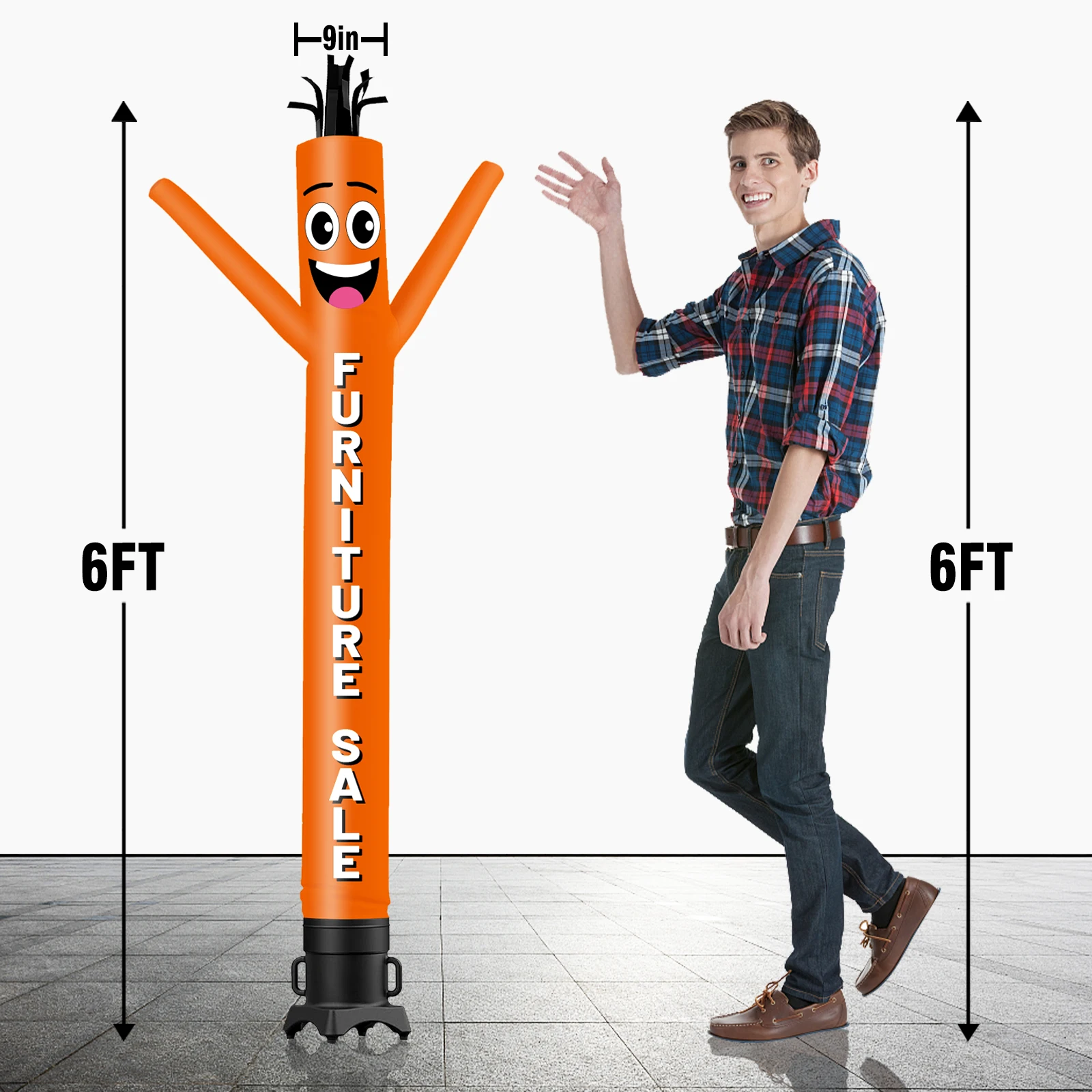 6/10/15/20FT Tall Inflatable Orange Furniture Sale Dancing Guy for Outdoor Decoration Advertising(Blower Not Included)