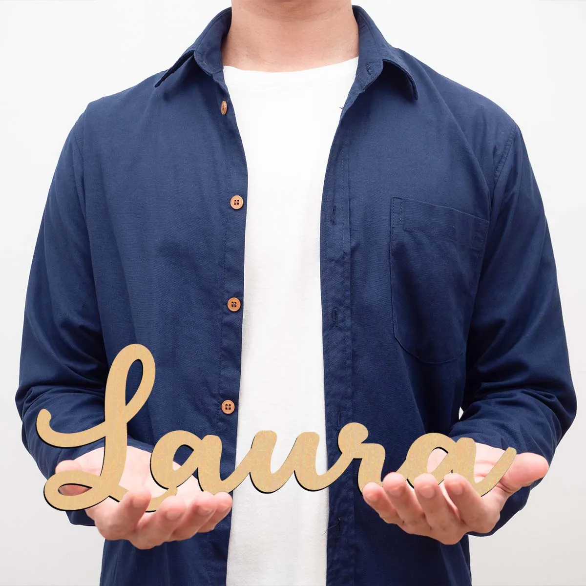 1pc Romantic Laura example Custom Letter Laser-Cut Sign Wooden Sign Wooden Decor Vertical Orientation Door Hanging Decor