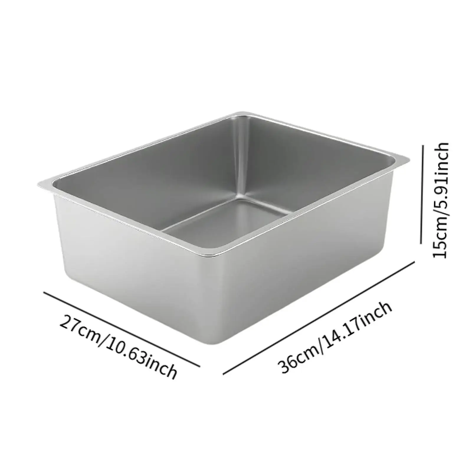 Stainless Steel Litter Box Portable Kitty Litter Pan Cat Toilet Cat Sand Box Open Top Sifting Pet Litter Box With High Sides