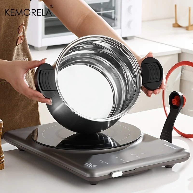 Stainless Steel Stockpot With Glass Cover Large-Belly Slow Pot Porridge And Soup Cooker Non-Stick Soup Pot for Induction Cookers