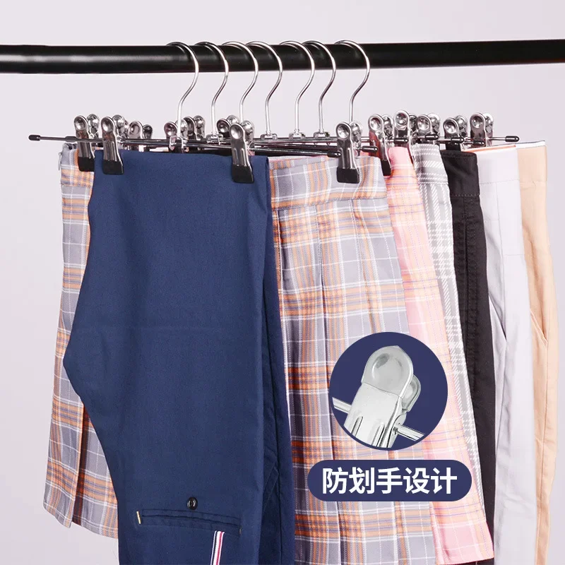 10 قطعة/الوحدة الشماعات للملابس مشبك من الفولاذ المقاوم للصدأ حامل شماعات السراويل تنورة طفل الملابس قابل للتعديل قرصة قبضة Traceless شماعات #2