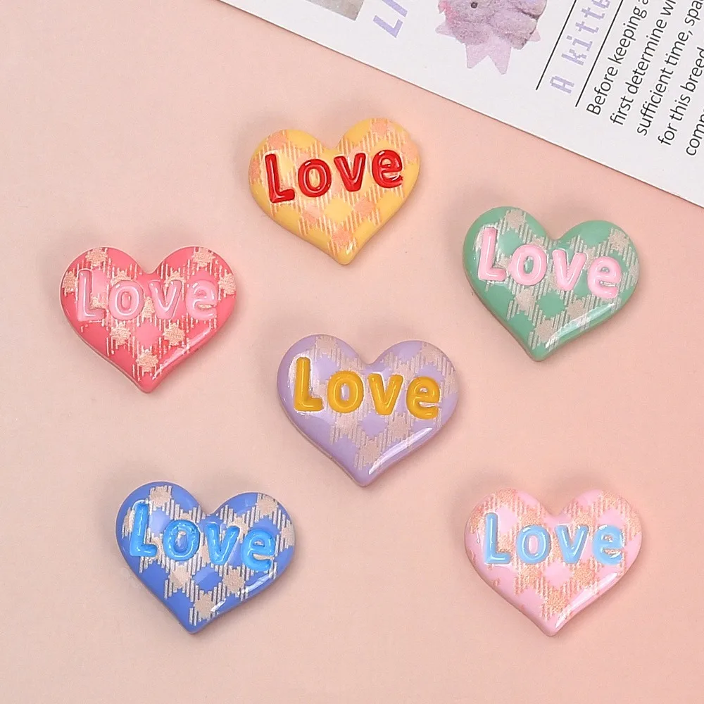 20Pcs Kawii Mini resin Love Heart Series Miniature Flat Back Cabochons For Hairpin Scrapbooking DIY Home Decor Craft Accessories