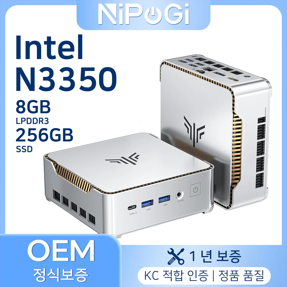 Nipogi Ultra Mini Pc Intel N3350 (6W Low Power) with Win11 Pro Cost-Effective Office Pc 8Gb+256Gb Dual Hd-Mi 1080P+Vga Silent Home Serv Youtube