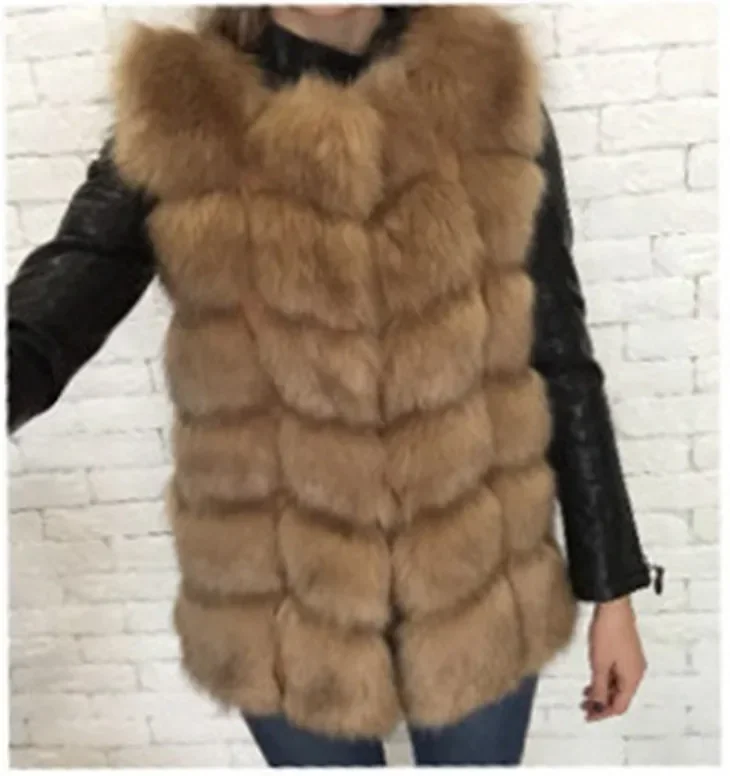 S-4XL Winter Warm Loose Fluffy Plush Jacket Women Striped Faux Fur Soft Velvet Coat Ladies Sleeveless Thick Short Overcoat