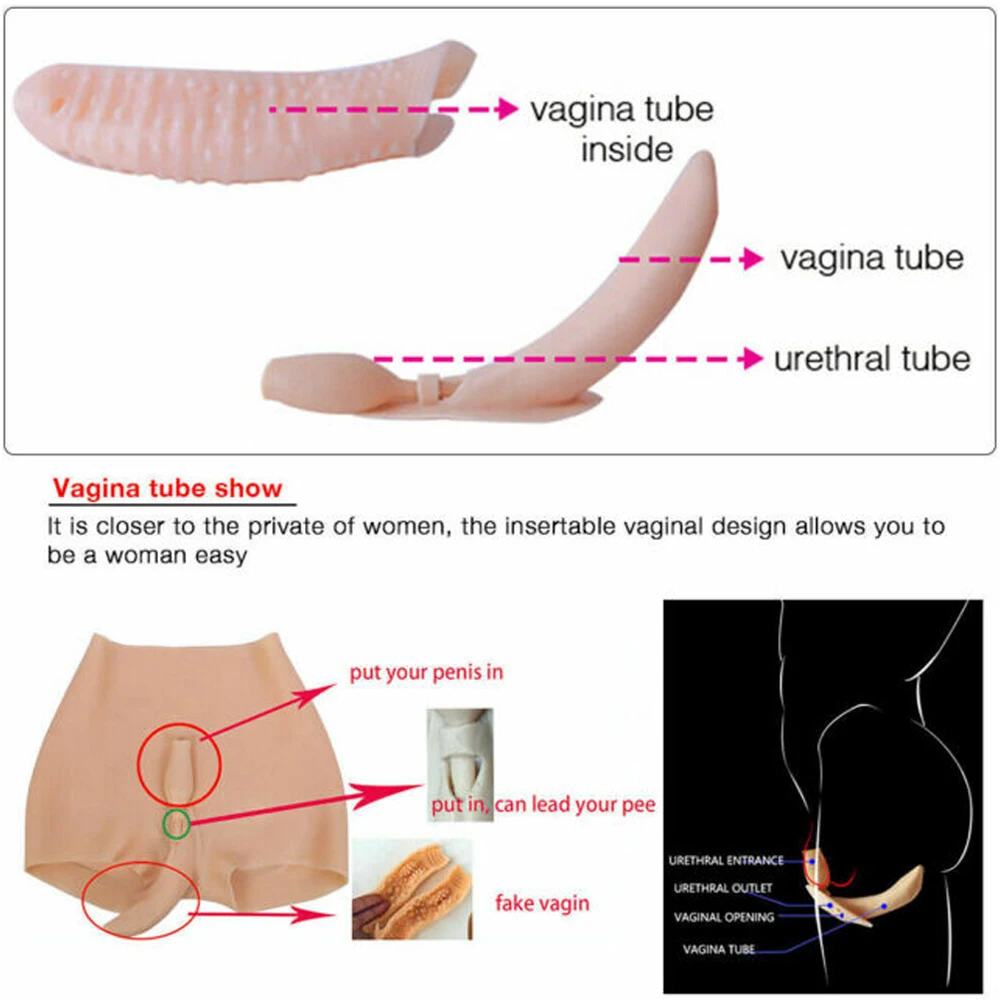 Eyung Sissy Crossdresser Drag Queen Silicone Realistic Vagina Panties Hip Buttock Lift Underwear With Penetrable Vagina Pussy