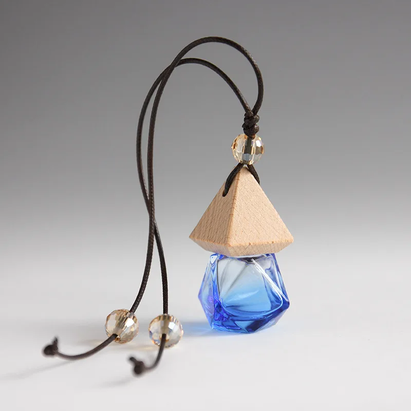 Bouteille vide d'huile essentielle de 8ML, pendentif de parfum de voiture, bijoux d'aromathérapie, bouteille en verre, pendentif de bouteille de parfum avec couvercle en bois