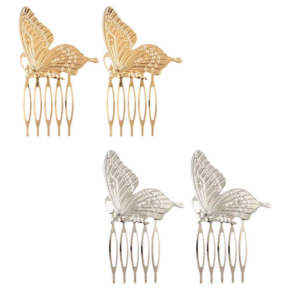 

4 Pcs Hair Headdress with Butterflies Modeling Creative Clips European and American Alloy