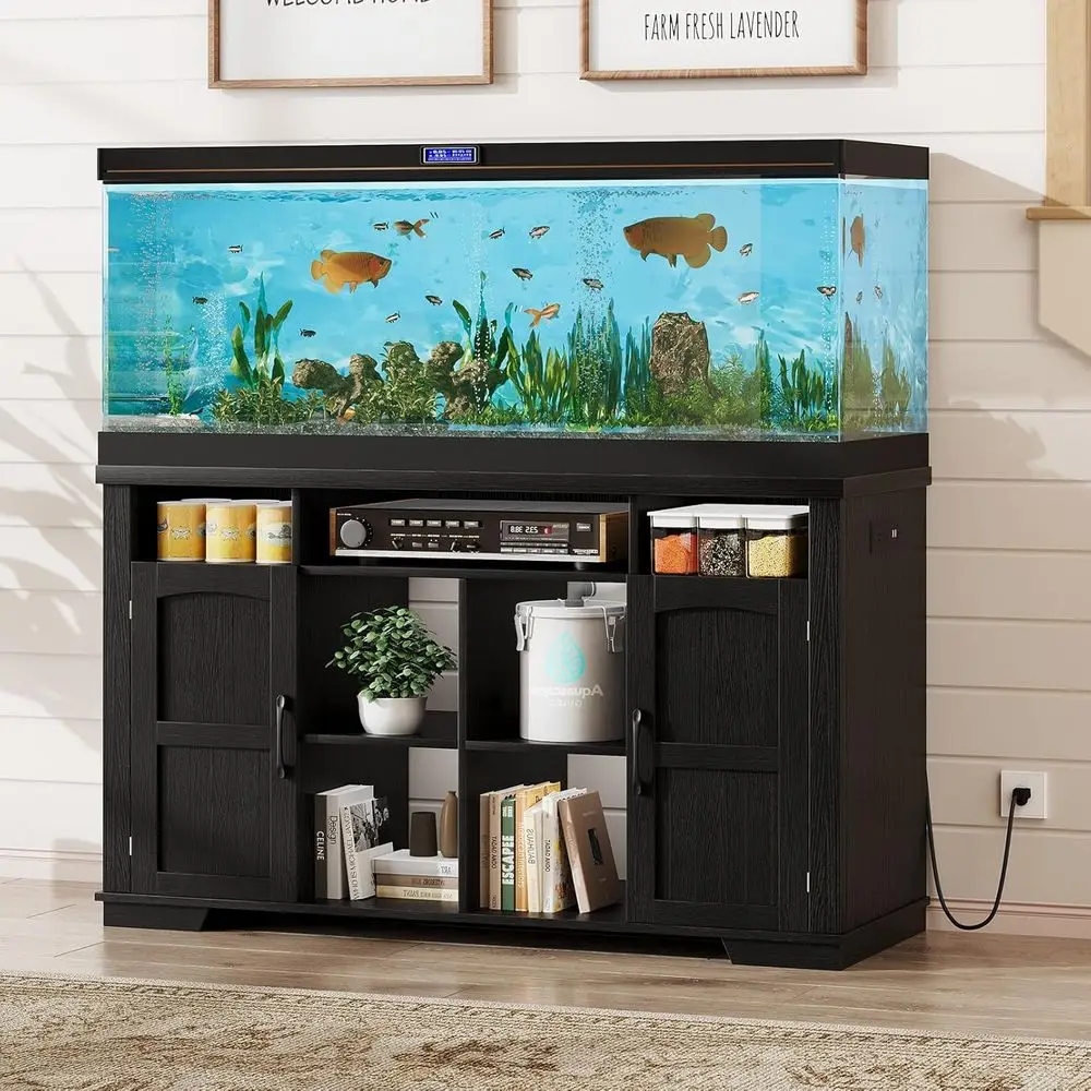 

Sturdy 55-75 Gallon Aquarium Stand with Power Outlet, 1000 lbs Capacity Wood Cabinet for Fish Tanks, Turtles, and Reptiles, Idea