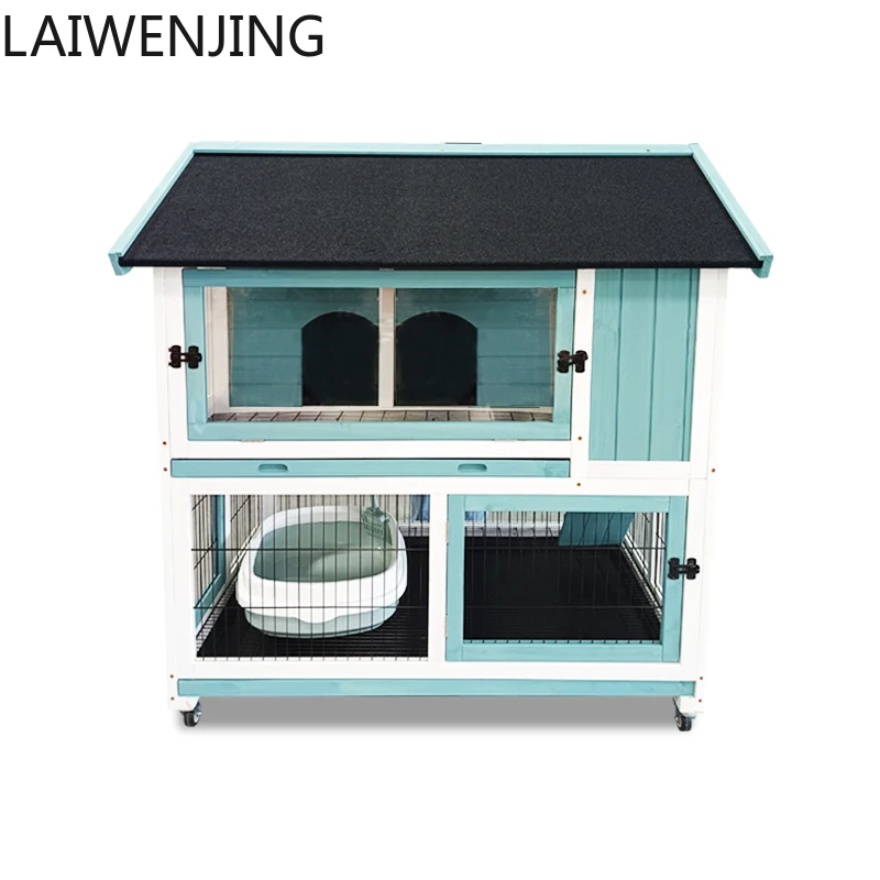 

HLZ outdoor solid wood high-value ornamental cat villa courtyard cat house rain and sun protection mobile cat house