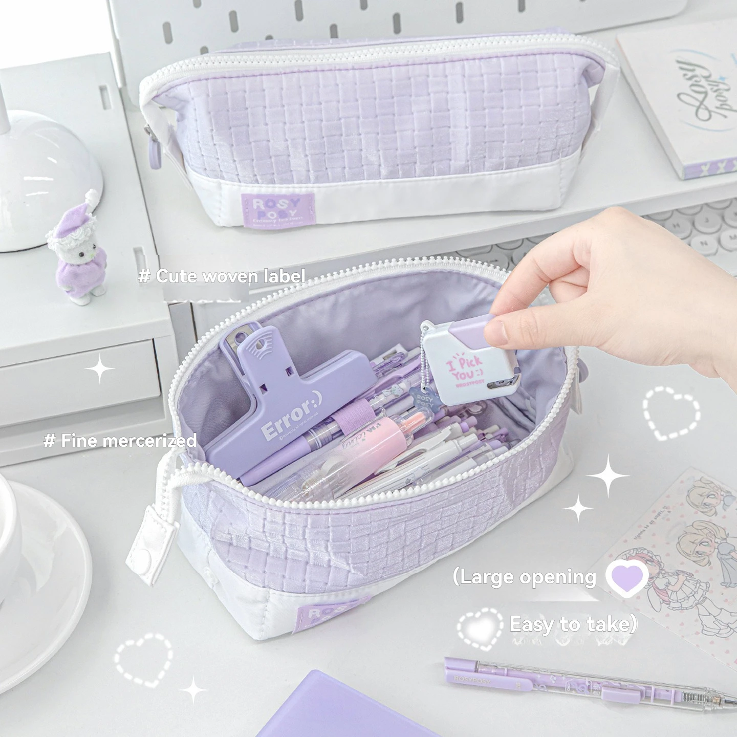 1PC Soft Flip Pen Bag Filled with Cotton Large Capacity Large Opening Flip Pen Bag