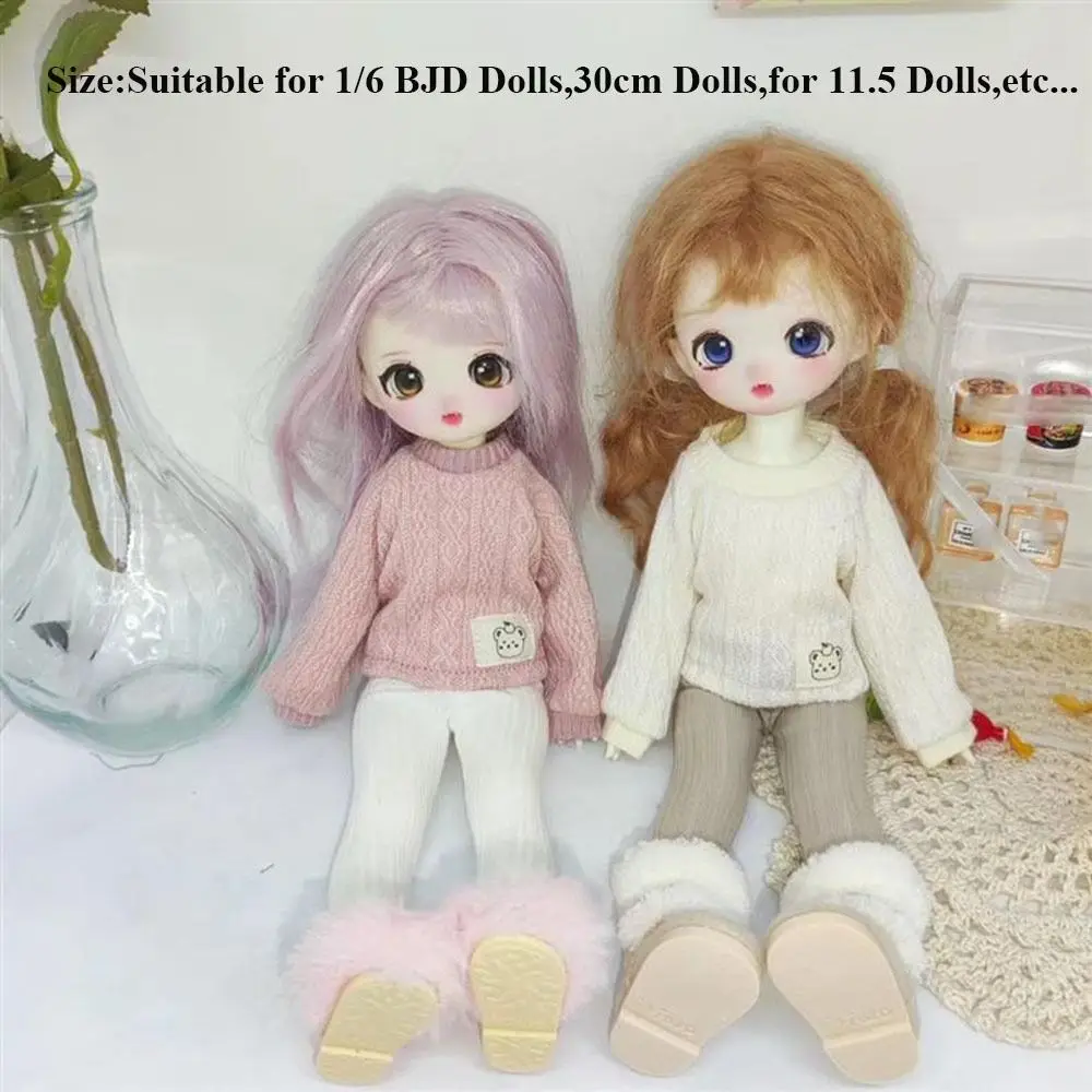Poupée faite à la main, pull tricoté d'hiver, Leggings mignons, pantalons, chaussures, accessoires de bricolage, bottes de neige, vêtements pour poupée 1/6 BJD 30cm
